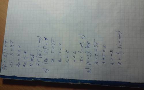 Решить неравенство: 1)(2х-3)⁷≥1 2)(3x-5)⁷< 1 3)(х+5)³> 8