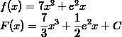 Найдите одну из первообразных функции : 1) f(x)=7x²+e²x