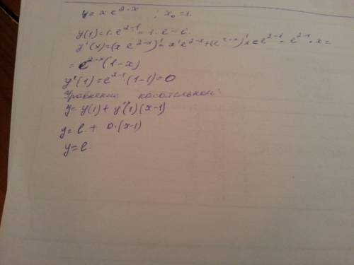 Напишите уравнение касательной функции к у=хе^2-x x0=1