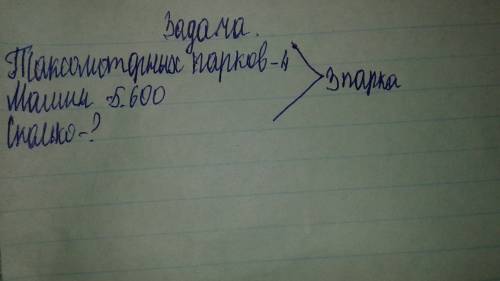 Краткую запись к . в городе 4 таксомоторных парка,в которых всего 5.600машин.строят ещё 3 таких парк