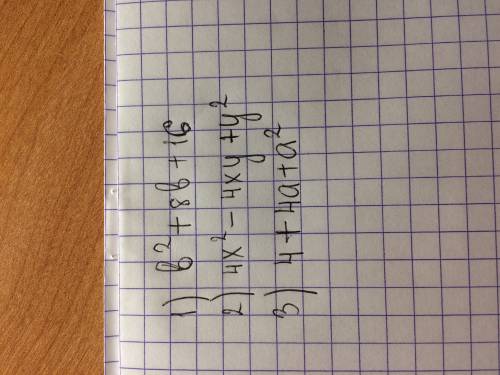 Представьте в виде многочлена 1)(b+4)^2; 2)(2x-y)^2; -a)^2