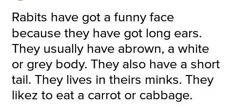 Рассказ про зайца на языке. план: 1.face 2.body 3.colour 4.home 5.food