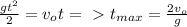 \frac{gt^2}{2} = v_ot =\ \textgreater \ t_{max} = \frac{2v_o}{g}