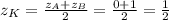 z_K=\frac{z_A+z_B}{2}=\frac{0+1}{2}=\frac{1}{2}