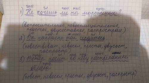 Синтаксический разбор предложений. вот предложения : 1) не хочешь ли ты мороженого. 2) вы напрасно т