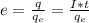 e=\frac{q}{q_{e}} = \frac{I*t}{q_{e}}