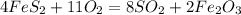 4FeS_2 + 11O_2 = 8SO_2 + 2Fe_2O_3