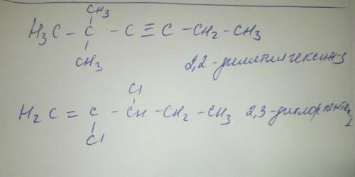 Написать структурные 2.2 диаметилгексин-3 2.3дихлорпентен 1