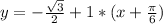 y=- \frac{ \sqrt{3} }{2} +1*(x+ \frac{ \pi }{6})