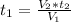 t_{1} = \frac{V_{2}*t_{2}}{V_{1}}