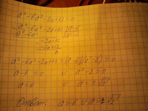 ;))кто тут мегомозг? при каких значениях а верно равенство а^3-6а^2-2a+12=0