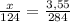 \frac{x}{124}= \frac{3,55}{284}