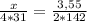 \frac{x}{4*31} = \frac{3,55}{2*142}