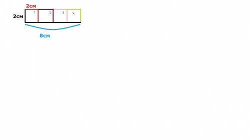 Начерти прямоугольника длинй 8 см а шириной 2 см раздели его на 4 одинаковые