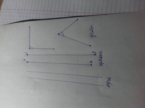 Начерти 2 луча,2 прямые, 2 угла. обозначь их буквами?