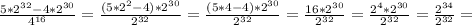 \frac{5*2^{32}-4*2^{30}}{4^{16}} = \frac{(5*2^2-4)*2^{30}}{2^{32}} = \frac{(5*4-4)*2^{30}}{2^{32}} = \frac{16*2^{30}}{2^{32}} = \frac{2^4*2^{30}}{2^{32}} = \frac{2^{34}}{2^{32}} =