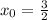 x_{0}= \frac{3}{2}