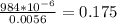 \frac{984*10^{-6}&#10;}{0.0056}= 0.175