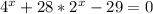 4^x+28*2^x-29=0