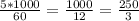 \frac{5*1000}{60} = \frac{1000}{12}= \frac{250}{3}