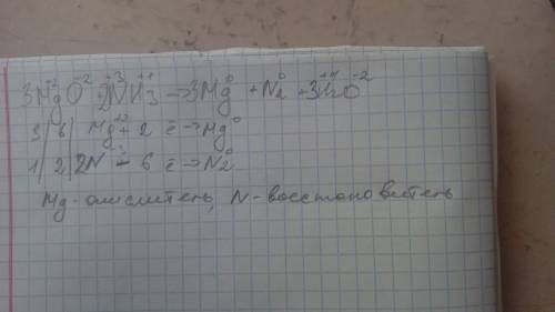 Подберите коефициенты методом електронного и укажите число принятых електронов: _mgo+ _nh3 > _mg