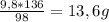 \frac{9,8*136}{98} = 13,6g