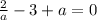 \frac{2}{a } -3+a =0