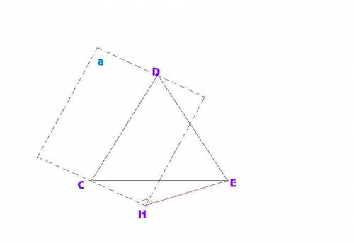 Треугольник cde равнобедренный,cd=de=40см,угол с=60 градусов. плоскость альфа проходит через сторону