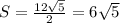 S= \frac{12 \sqrt{5} }{2} =6 \sqrt{5}