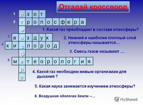 Кросворд на тему атмосферные явления,их влияние на живые организмы (желательно фото )