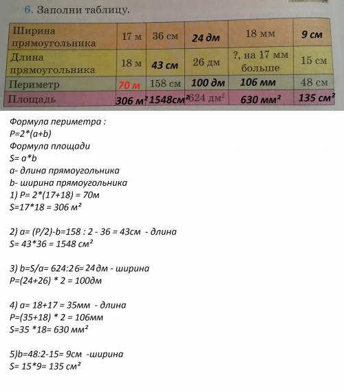 Ширина прямоугольника17м 36см 18мм длмна прямоугольника 18м 26дм ? на 17мм больше 15см периметр 158с