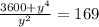 \frac{3600 + y^{4} }{ y^{2} } = 169