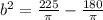 b^{2} = \frac{225}{ \pi } - \frac{180}{ \pi }