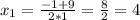 x_1= \frac{-1+9}{2*1}= \frac{8}{2} =4