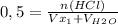 0,5 = \frac{n(HCl)}{V x_{1} + V_H_2_O}