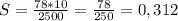 S= \frac{78*10}{2500} = \frac{78}{250} =0,312