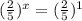 (\frac{2}{5} )^x= (\frac{2}{5} )^1