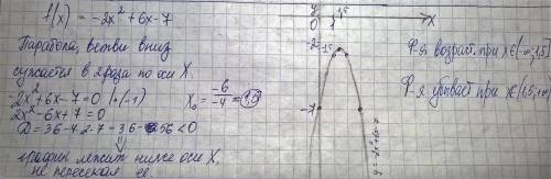 Найти промежутки возрастания и убывания функции f(x)=-2x^2+6x-7. решите