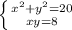 \left \{ {{ x^{2} +y^{2} = 20} \atop {xy=8}} \right. &#10;