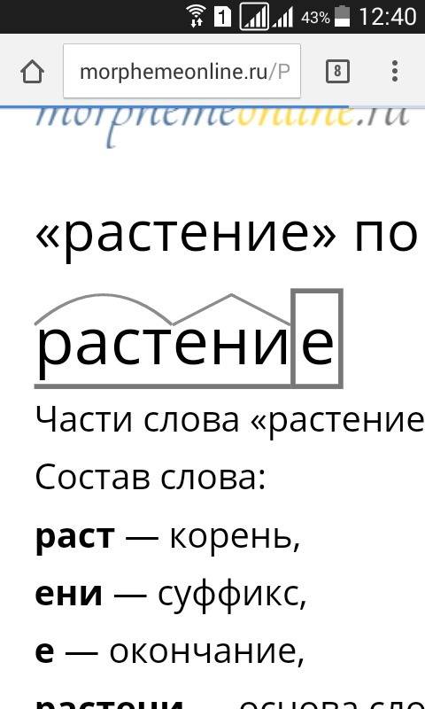 Выполни морфологический разбор слова растение