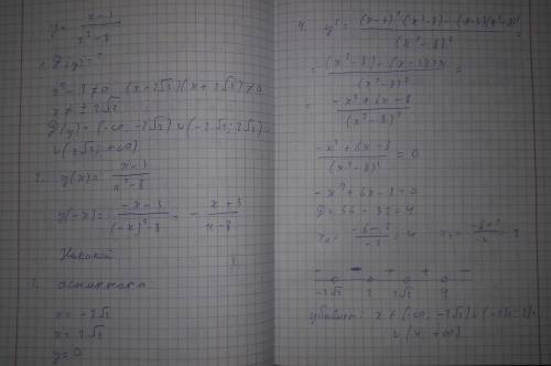 Надо, вопрос жизни и ! y=(x-3)/(x^2-8)найти 1.d(y)2.четность3.асимптоты4.критические, стационарные,