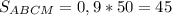 S_{ABCM}=0,9*50=45