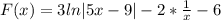 F(x)=3ln|5x-9|-2* \frac{1}{x} -6