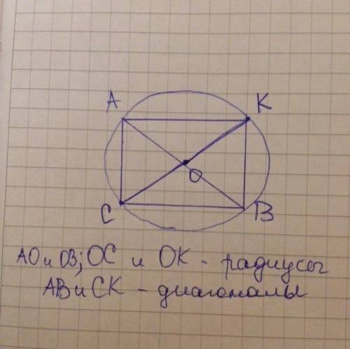 Во сколько раз радиус окружности описанной около квадрата, меньше его диаганали? с объяснением