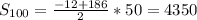 S_{100}= \frac{-12+186}{2} *50=4350