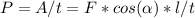 P = A/t=F*cos( \alpha )*l/t