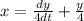 x= \frac{dy}{4dt}+ \frac{y}{4}