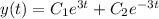 y(t)=C_1e^{3t }+C_2e^{-3t }