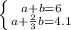 \left \{ {{a+b=6} \atop {a+ \frac{2}{3}b=4.1 } \right.