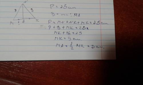 Будь ласка,я вас у трикутнику mnk проведена медіана na. сторона nk=9см,а nm=на 3 см менше. знайти до